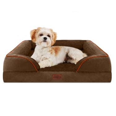 Imagem de Comfort Expression Cama para cães pequenos, impermeável, com espuma ortopédica, sofá-cama confortável para animais de estimação com capa removível lavável e fundo antiderrapante (P, marrom chocolate)