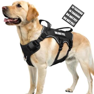 Imagem de WINSEE Peitoral para cães à prova de fuga, peitoral Molle de serviço com alça dupla, colete tático para animais de estimação com 4 adesivos para cães pequenos, médios e grandes, caminhadas, caça