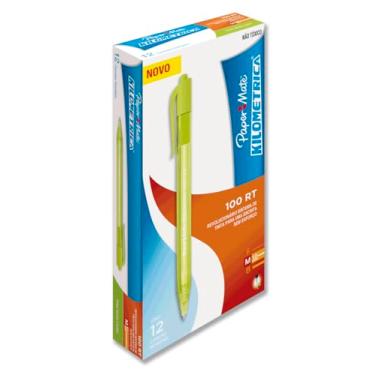 Imagem de Caneta Paper Mate Kilometrica 100 RT - Caixa c/12 Verde Limão