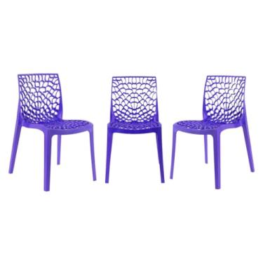 Imagem de Kit 3 Cadeiras Gruvyer Roxa – Design Moderno e Resistente para Sorveterias, Açaiterias, Cafeterias, Bares e Refeitórios