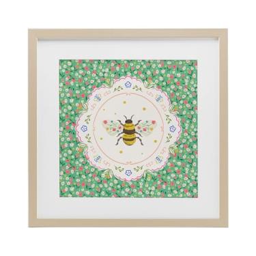 Imagem de Stupell Industries Spring Bee Impressão emoldurada cinza floral delicada sob vidro, design por Angela Steahling, 13 x 13