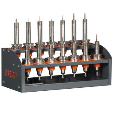 Imagem de LYREIGN BT40 Rack de ferramentas de armazenamento de mesa CAT40 Bandeja de ferramentas para máquinas-ferramentas CNC, sistema de armazenamento, ferramentas de corte, rack de armazenamento