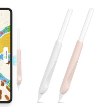 Imagem de NIUTRENDZ Punhos de silicone para Apple Pencil (branco + rosa, Apple Pencil Pro e 2ª e USB-C)