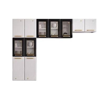 Imagem de Cozinha Compacta Diamante New C- 11 Portas ( 5 C- Vidro ) Preto - Telasul