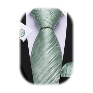Imagem de Conjunto clássico de seda listrada Barry.Wang Necktie 150 cm de compri