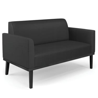 Imagem de Sofá Namoradeira Base Madeira Preto Maressa Sintético Preto - Ibiza