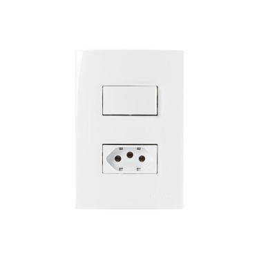 Imagem de Interruptor Simples 10a E Tomada 2p+t 20a Margirius Sleek Com Placa 4x2 Branco Branco