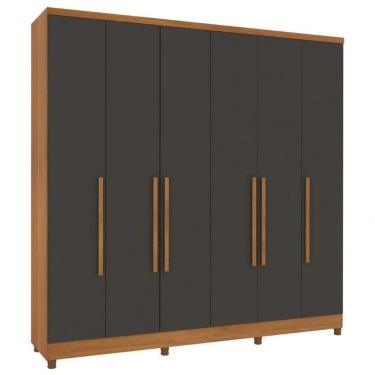 Imagem de Guarda Roupa Casal Veneza 6 Portas 4 Gavetas Tcil Móveis Cinamomo Grafite