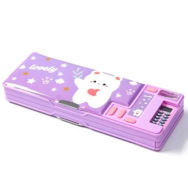 Imagem de Estojo para lápis Ristpal Pop Up Multifuncional com calculadora roxa