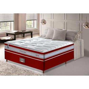 Imagem de Conjunto Cama Box Casal De Molas Ensacadas D33 Cama Inbox Select Firme 138x188x71 Vermelho