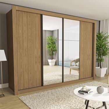 Imagem de Guarda Roupa Casal Firenze Com 6 Espelhos 4 Portas Minastex Carvalho