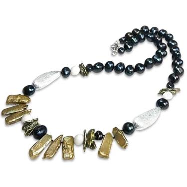 Imagem de Colar de pérolas de água doce de 50,8 cm, feito à mão com pérolas redondas creme de 9 a 10 mm, ágata turquesa, presente para ela, dia das mães, 20", Pérola, Pérola