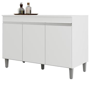 Imagem de Balcao Para Pia 120 Cm 3 Portas Manu Branco Reajl Branco