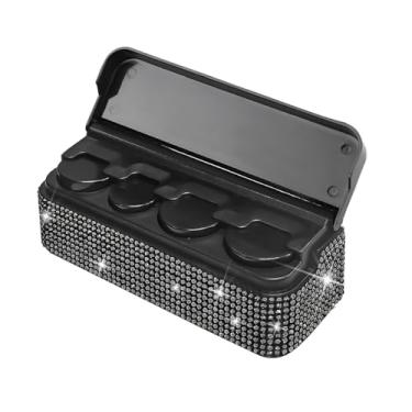 Imagem de Sandfren Porta-moedas Bling para carro, organizadores de armazenamento de veículos de strass de cristal com 4 compartimentos, caixa de troca automotiva de diamante, dispensador de dinheiro, universal