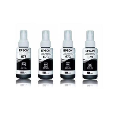 Imagem de Kit Tintas Epson 673 T673 T673120 4 Pretos autêntico L800 L810 L1800 L805 L850 70ml