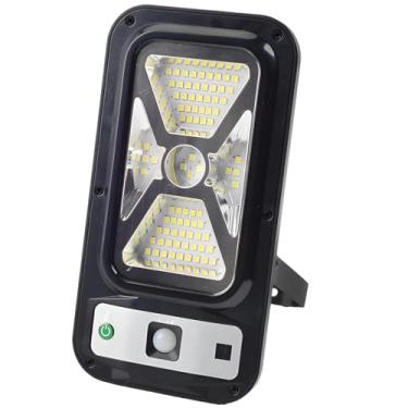 Imagem de Lâmpada de rua externa movida a energia solar com sensor de movimento, LED de quatro fileiras, aço inoxidável e abs, luz de caminho de jardim com controle remoto