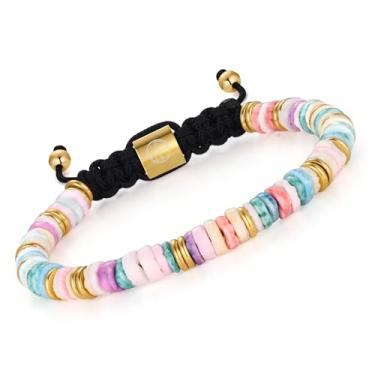 Imagem de WP WEPICK Pulseiras masculinas banhadas a ouro 18 quilates com contas de silicone olho de tigre fofas amizade boho, praia, surfista, Natal, aniversário, joias, presentes modernos, For Wrist 6.5-8 Inch