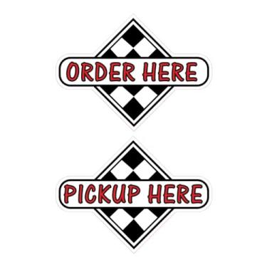 Imagem de Peça aqui Pick Up Here Concession Restaurant Food Truck adesivo de vinil cortado 35,56 cm