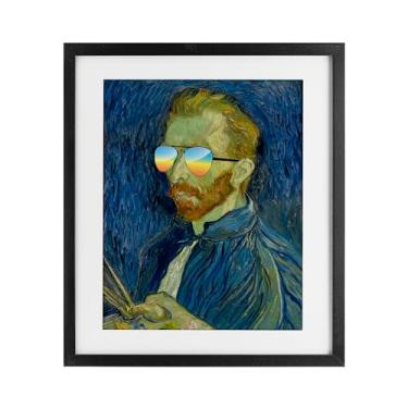 Imagem de Stupell Industries Óculos de sol Van Gogh engraçados cinza emoldurado sob vidro, design por Masters Redux, 16 x 13