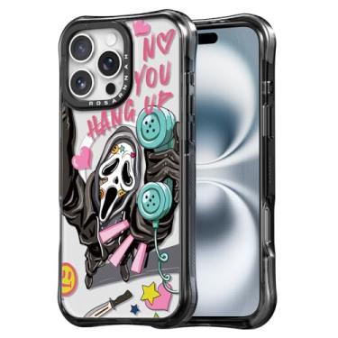 Imagem de Rosarnnah Capa fofa para iPhone 16 Pro Max - Compatível com Magsafe - Capa de telefone à prova de choque com proteção contra quedas de grau militar de 6 m - Design engraçado de esqueleto (17,5 cm