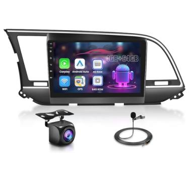 Imagem de 5G WiFi 8 núcleos 4G + 64G rádio de carro para Hyundai Elantra 2015-2018 com DSP Wireless Carplay Android Auto, tela sensível ao toque 1280p Android carro estéreo GPS Bluetooth 5.0 SWC câmera de