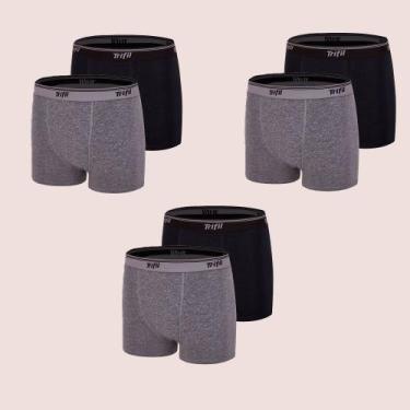 Imagem de Kit 6 Cuecas Boxer Em Algodão Costura Fina Trifil, Mescla, Preto, P