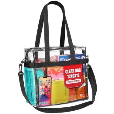 Imagem de Handy Laundry Sacola transparente aprovada pelo estádio - alças de ombro e parte superior com zíper. Bolsa transparente perfeita para trabalho, escola, jogos esportivos e shows. Atende às diretrizes de torneios de estádios (preto)
