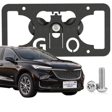 Imagem de Moldura de placa de licença frontal resistente compatível com Buick Enclave 2ª geração, Encore GX 2ª geração, Envision 2ª geração, sem suporte de grade de broca, suporte antifurto para placa de