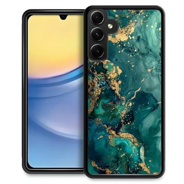 Imagem de WANKBLC Capa compatível com Samsung Galaxy A15, proteção à prova de choque para homens e mulheres antiderrapante para Samsung Galaxy A15 Crazy Pattern Marble Art Teal Gold Shining Points