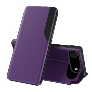 Imagem de LEMAXELERS Capa de telefone para iPhone Air, capa moderna fina de negócios inteligente para PC rígido + suporte de couro PU capa flip à prova de choque para Apple iPhone 17 Air 6,5 polegadas, roxo QH