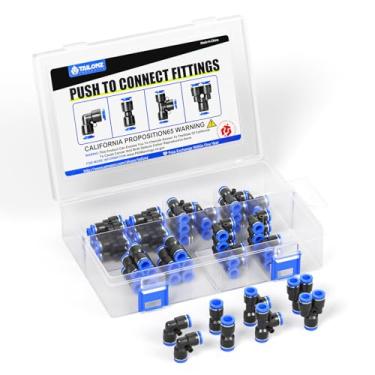 Imagem de TAILONZ PNEUMATIC OD de 5/81 cm (5 divisores + 5 cotovelos + 5 dentes + 5 retos)/OD de 4 mm (5 divisores + 5 cotovelos + 5 dentes + 5 retos) kit de acessórios pneumáticos de encaixe pneumático de
