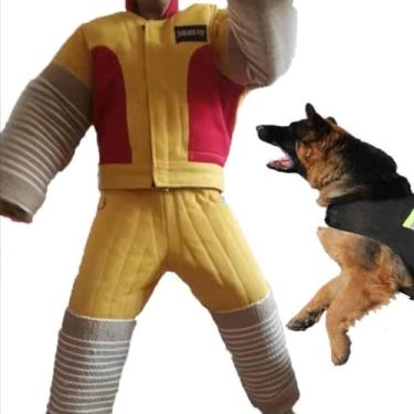 Imagem de ZDJZMGZ Roupas de proteção para cães de treinamento profissional com mangas para mordidas de cães, terno de proteção corporal, policial, cão, treinamento, mordida, jaqueta (M)