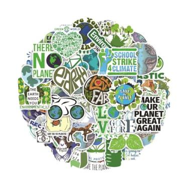 Imagem de Adesivos Save the Earth - Adesivos verdes reutilizáveis da natureza | Materiais escolares para estudantes, skates, cadernos, mesas, canecas de água, laptops, garrafas de água