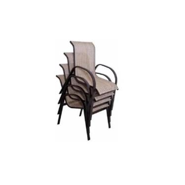 Imagem de 4 Cadeiras Lótus De Alumínio Empilháveis Tela Sling Jardim - Sarah Móv