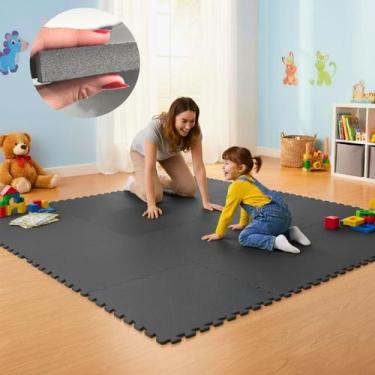 Imagem de KIT 12 Placas Tapete Tatame EVA 50x50cm 20mm 24 Bordas Emborrachado Ex