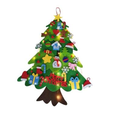 Imagem de shamjina Árvore de Natal de feltro faça você mesmo, 98 cm, com luzes, decoração de parede para lareira, quarto, sala de aula, Style a