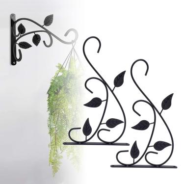 Imagem de Alomejor Cabides de Plantas Ao Ar Livre Suportes de Plantas de Metal Ganchos de Parede, Conjunto de 2 Peças para Pendurar Alimentadores de Pássaros, Cestas de Flores, Uso Ao Ar Livre