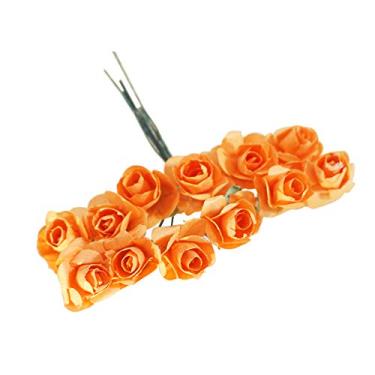 Imagem de 12 Unidades Ramo Flores de Papel Artificiais Rosas Falsas para Decoração Casamento Festa DIY Corona Feita à Mão Caixa Doces Bouquets Centros Mesa Decorações Casa