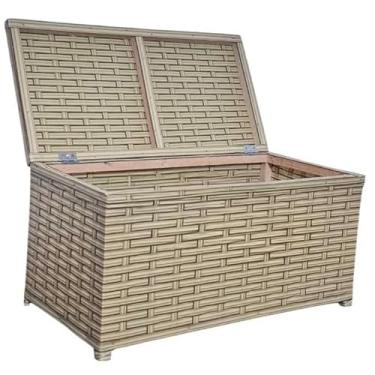 Imagem de Baú Organizador Horizontal 45 Litros - Caixa de Brinquedos em Fibra Sintética 60x30x30cm com Alça(capuccino)