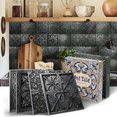 Imagem de BUYBLIFE Retire e cole Backsplash para cozinha, decalques de azulejo autoadesivos mexicanos à prova d'água adesivos de azulejo para armários de banheiro DIY decoração de casa (12 folhas 15 x 15 cm)