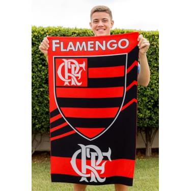 Imagem de toalha de banho grande 1,40x70cm praia piscina time flamengo tetracampão libertadores