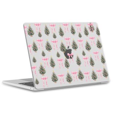 Imagem de OFQKOAKS Capa de Natal compatível com MacBook Pro de 13 polegadas M2 2025, 2024-2016 A2338 M1 A2251 A2289 A2159 A1989 A1708 A1706, capa protetora para laptop com arco rosa fofo festivo pérola árvore
