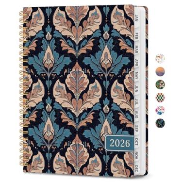 Imagem de Agenda 2026, agenda de planejamento semanal e mensal para mulheres, janeiro de 2026 a dezembro de 2026, livro de agenda de planejamento de capa dura com abas, encadernação em espiral, bolso interno