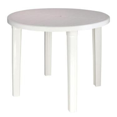 Imagem de Mesa Plástica Tramontina Cassino Redonda, Branca