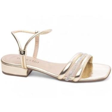 Imagem de Sandália Feminina Salto Baixo Saltinho Ajuste Abs Manta Strass 2,5cm-Feminino