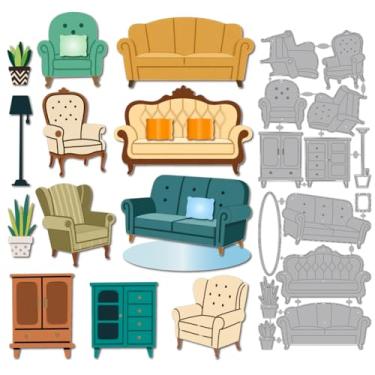 Imagem de MAYJOYDIY Matrizes de corte de metal vintage para sofá e gabinete, estêncil, candeeiro de mesa, molde de gravação em relevo, para fazer cartões, decoração de álbum de recortes