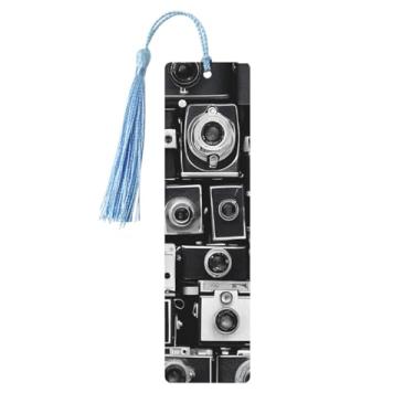 Imagem de Coleção de câmera retrô descolada, marcadores de página de madeira personalizados, acessórios de livros exclusivos para homens e mulheres, atende a todas as necessidades dos amantes de livros