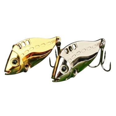 Imagem de 2 peças iscas giratórias de isca de peixe 26 g ouro prata metal topwater isca de pesca com olhos 3D para pesca de robalo truta salmão água doce água salgada