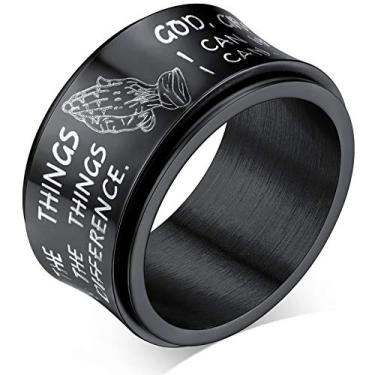 Imagem de Anel giratório masculino de aço inoxidável banhado a ouro/preto para mãos rezando anel de dedo punk joia tamanho 7-14, 12, Aço inoxidável, Sem pedra preciosa