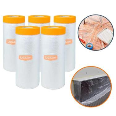 Imagem de Kit 5 Lona Protetora Pintura e Reforma Fita Adesiva 105cm x 20m Bobina